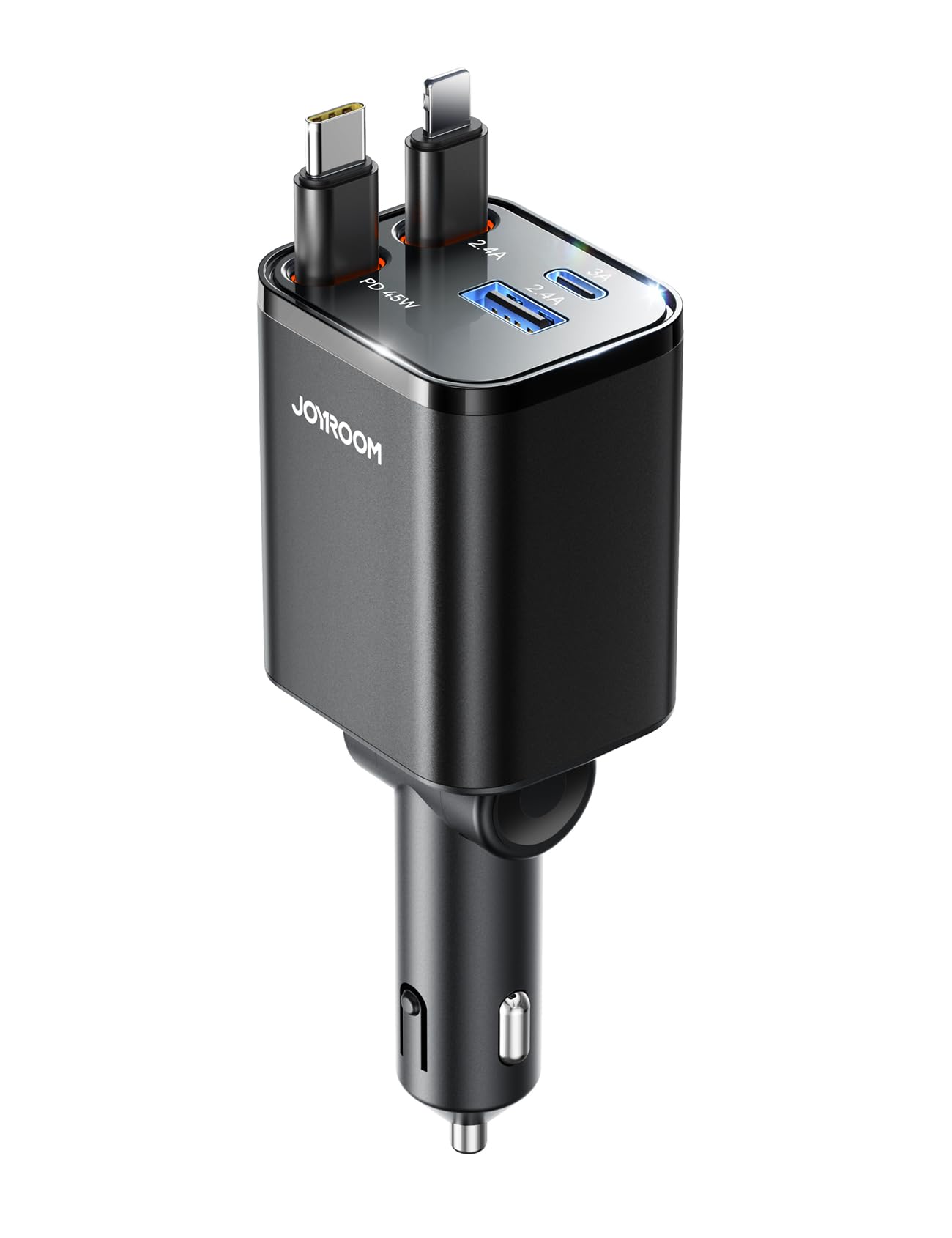 【巻き取り式】JOYROOM 巻き取り式充電ケーブル 車 シガーソケット 車載充電器 84W【4台同時充電可能・超コンパクト設計】 カーチャージャー 急速充電 Type-C 12V/24V対応 iPhone/Android/MacBook Air/iPad対応