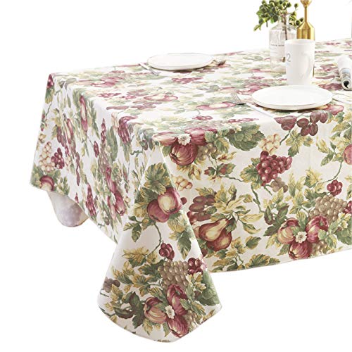 EffortLife Flannel Backed Vinyl Oilcloth Tablecloth Wipe Clean PVC Table Cover Oil-Proof/Waterproof Plastic