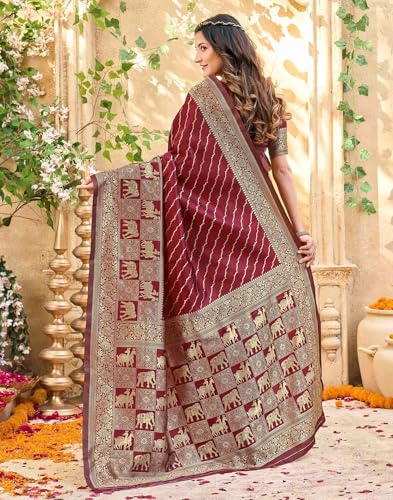 Image of SIRIL Women's Banarasi Silk Saree Pure Silk Saree With Unstitched Blouse Piece