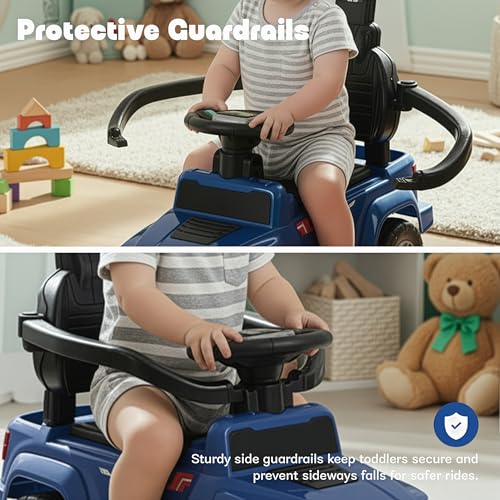 Image of Baybee Roady Pro Ride on Car for Kids | Baby Push Ride on Jeep with Parental Handle & Safety Guardrail | Rideons Toy Car with Backrest, Light & Music | Baby Ride on Cars for Kids 1-3 Years (Blue)