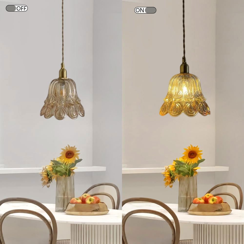 Lampa wisząca LED, żyrandole, złoto, wyspa, oświetlenie do jadalni nad stołem z abażurem ze szkła bursztynowego, żyrandole, wiszące oświetlenie z regulowanym przewodem do zlewozmywaka