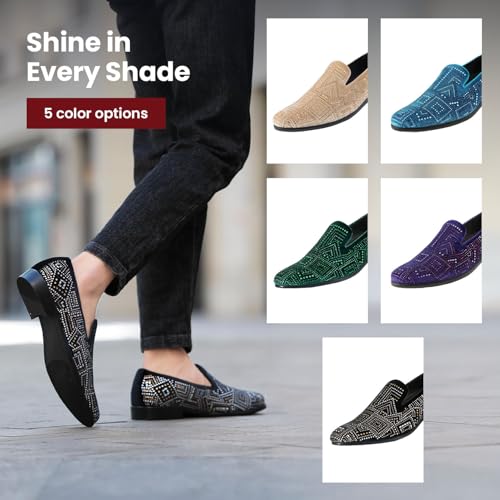 Image of Amali Men's Embellished Velvet Tuxedo Loafers, Smoking Slippers