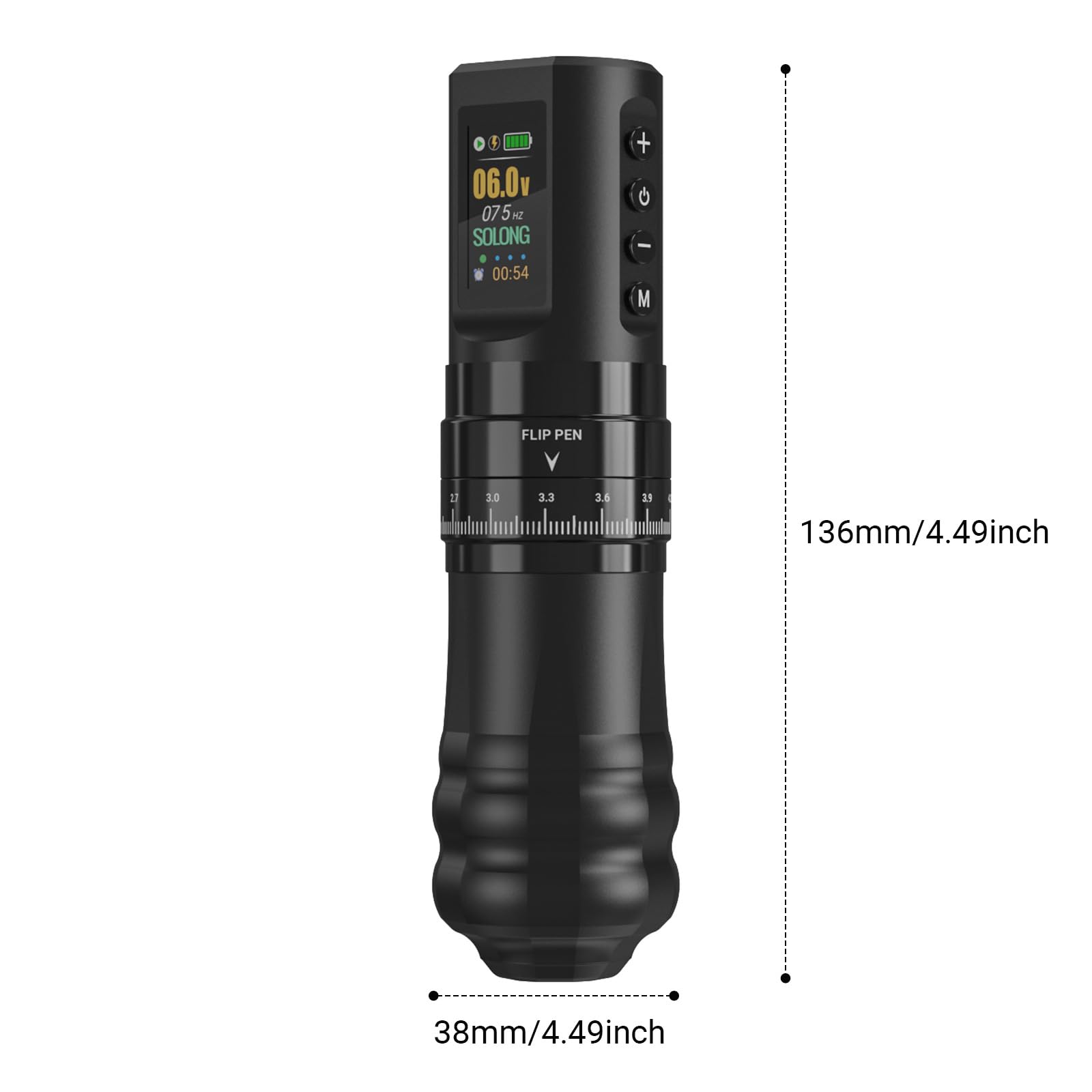 Kit macchina per tatuaggi wireless - Penna per tatuaggio rotativa a corsa regolabile con corsa da 2,4-4,2 mm, motore coreless, doppia alimentazione da 1800 mAh