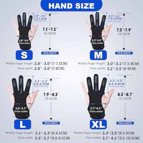 AHOSOUTLY Archery Glove Three Finger Leather Elasticity Archery Protective Gloves Archery Shooting Gloves for Adult and Kids,Protective Gear (Black, Large) - image 5