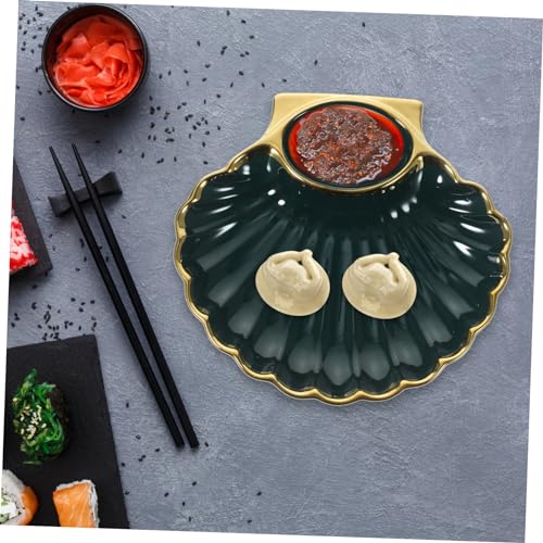 Plato de cerámica en forma de concha para sushi y aperitivos miniatura 5