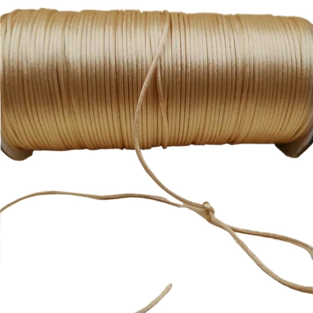 Sznurki do koralików, Pleciony sznurek do makramy 2mm wielokolorowy 10-225m(Beige 734,225meters whole roll)