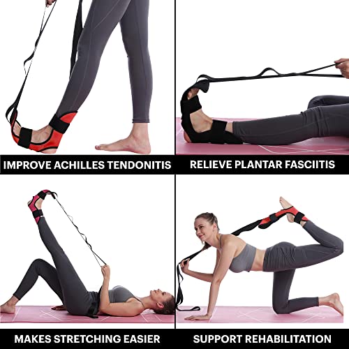 Dmoose Calf Stretcher & Foot Stretcher For Plantar Fasciitis - Hamstring Stretcher Stretching Strap For Achilles Tendonitis, Leg Stretcher Ligament Stretching Belt For Pain Relief, Dancers And Yoga #TOP2