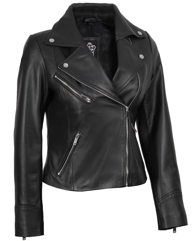 Blingsoul Womens Real Leather Jacket - Asymmetrical Leather Jackets for Women3