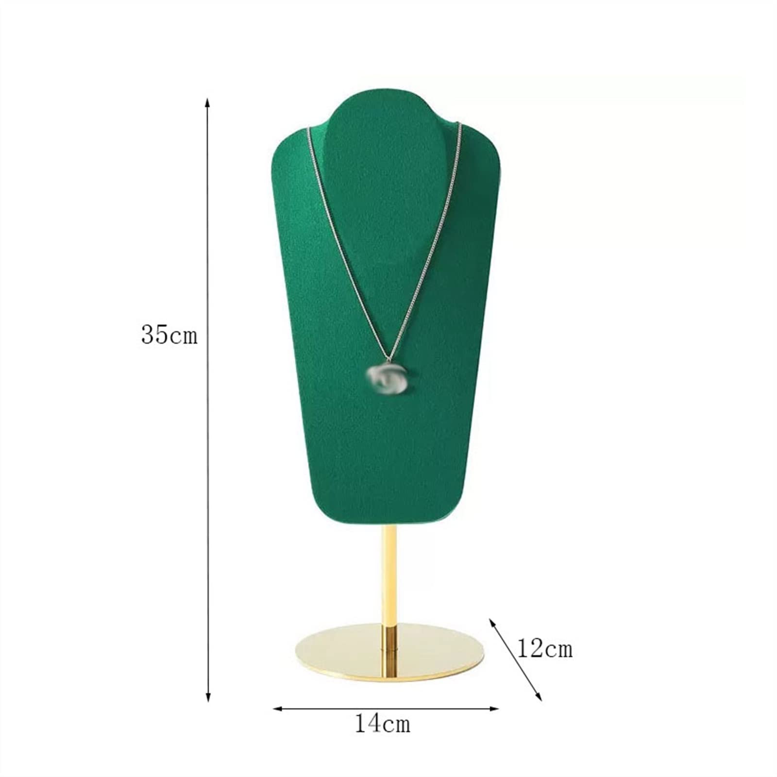 Uchwyt na biżuterię Elegancki 14 "3D naszyjnik z zielonego aksamitu wystawa biżuterii Model stojak na biust do domu (komoda/półki) i firmy (showroom/targi) przechowywanie Organizer na biżuterię
