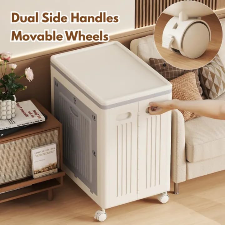 Image of EXVITO Modular Plastic Wardrobe for Bedroom | 1 Bins Foldable Cupboard with Hanging Rod | Stackable Storage Almirah for Clothes with Wheels | Multi-Layer Plastic Storage Cabinet- White