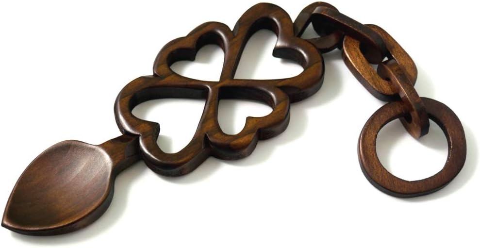 Fourleaf clover Celtic Love Spoon Hand carved in Welsh Lovespoons