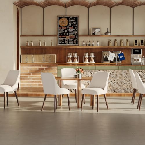 Image of MALOL Upholstered Dining Chairs Set of 2, High-Back Dining Room Chair with Wood Legs, Padded Kitchen Chairs for Dining Room /Restaurant /Cafe, Beige