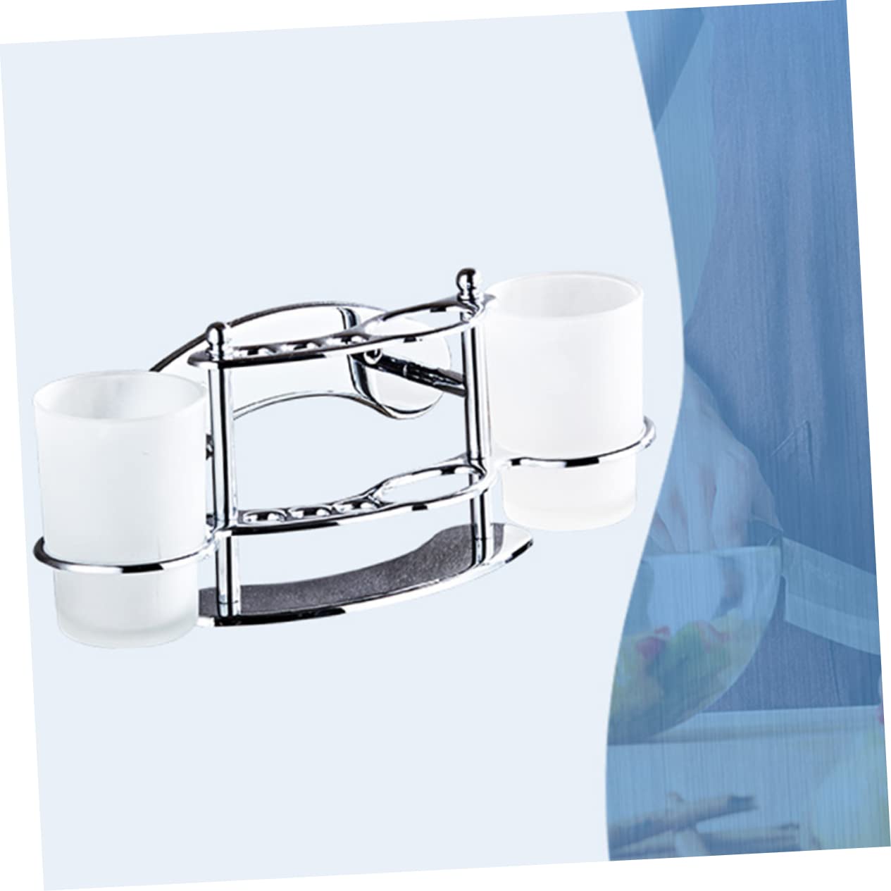 LIFKOME Portacepillos de Dientes en Color Plata de Acero Inoxidable Vaso de Vidrio para Baño Soporte Doble para Cepillos y Pasta