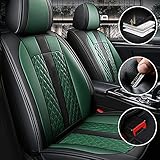  Qiaodi Auto-Sitzbezüge PU Leder 2 Sitzauflagen Für BMW 7 Series E38 E65 E66 F01 F02 F04 G11 740Li 750Li 760Li wasserdichte, atmungsaktive Auto-Schonbezüge Airbag-kompatibel (Schwarz Grün)