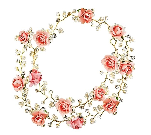 Pelo Flower Tiara Crown Gajra Hair Accessories for Girls and Women Pack of 1 (Red) (B09HKD6GYT) Amazon Price History, Amazon Price Tracker