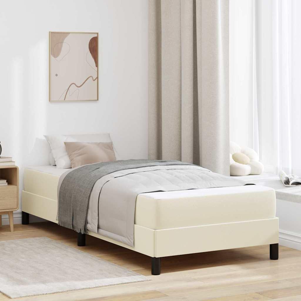 Łóżko z tkaniny drewnopochodne Multi Zone Comfort Kremowy 100 x 200 cm 35.8