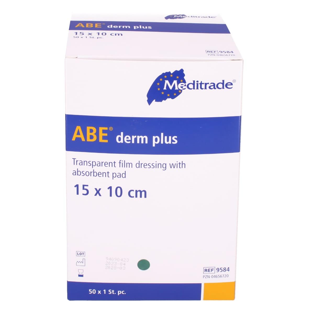 Meditrade 9584 Abe Derm Plus - Medicazione trasparente per ferite, sterile, larghezza 15 cm x lunghezza 10 cm (confezione da 50)