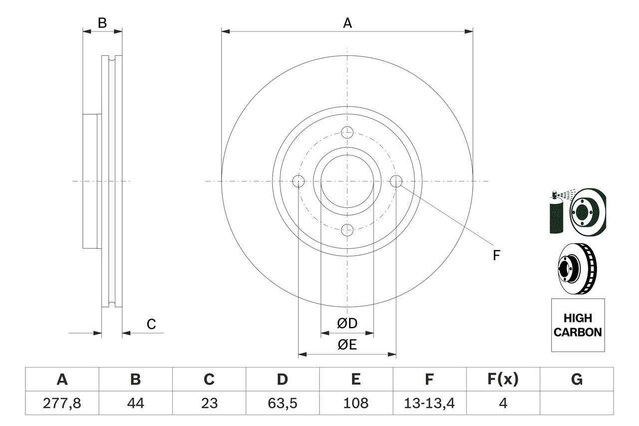 BOSCH Set Dischi Freno BD1676 - Dischi Freno Ventilati di Ghisa di 278mm - Asse Anteriore - Conformi al regolamento ECE-R90 - Resistente a Surriscaldamento e Corrosione - 2 Dischi