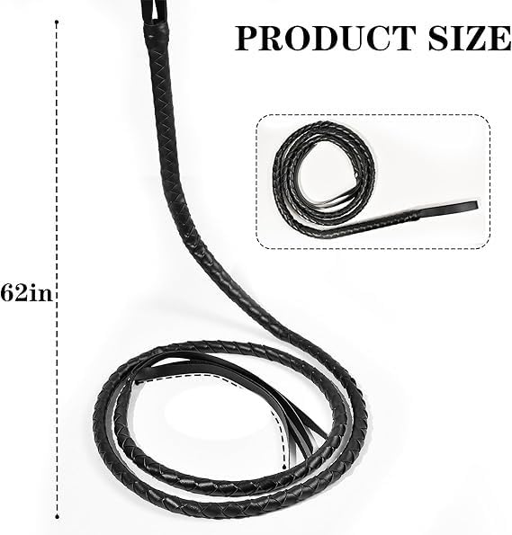 Wanna Party Soft Leather Flogger Whip | Riding Flogger with Leather Handle | Costume Dress Party and Games(Black) 3