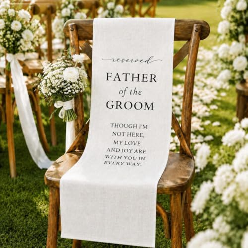 HunnmingRe Father of The Groom Wedding Memorial Chair Sign, 50 x 15inch