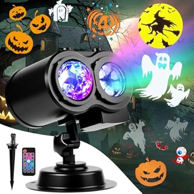 FLITI Brighter Halloween Decorations Projector Lights and Christmas Projector Outdoor 2024 Upgrade, 19 HD Effects (3D Ocean Wave & Patterns), 11 Holiday Projector Home Party Light Show