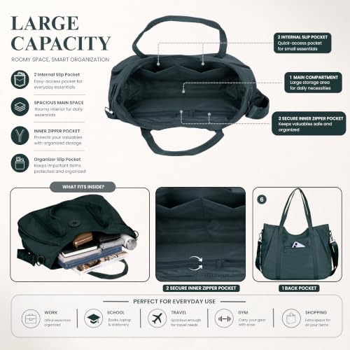 Image of Women's Large Tote Bag for Office, Travel, Shopping, Daily Use | Shoulder Handbag, Gift for Girls, Stylish Ladies Purse | Fits Upto 15.6 inch Laptop, A4 Files etc.