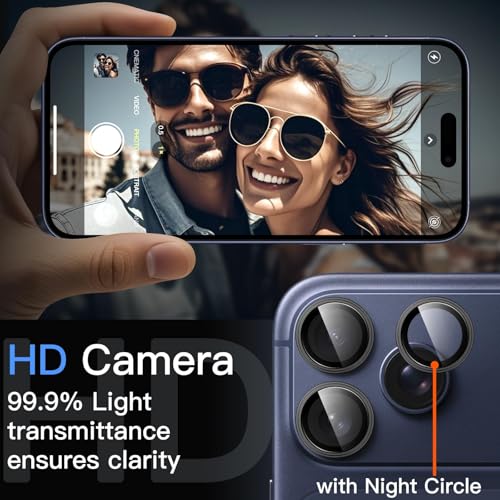 Image of PreCure Camera Lens Protector for iPhone 17 Pro / 17 Pro Max, 9H Ultra-thin Tempered Glass, Metal Individual Camera Cover Accessories, Black