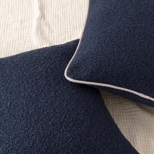 Image of Amazon Basics Boucle Throw Pillow Covers for Couch, Living Room, Home Decor with Hidden Zipper, Blue, 18x18in, Pack of 2