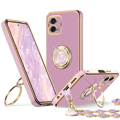 Coque Motorola Moto G 5G 2024 anti-chute violette à bague intégrée