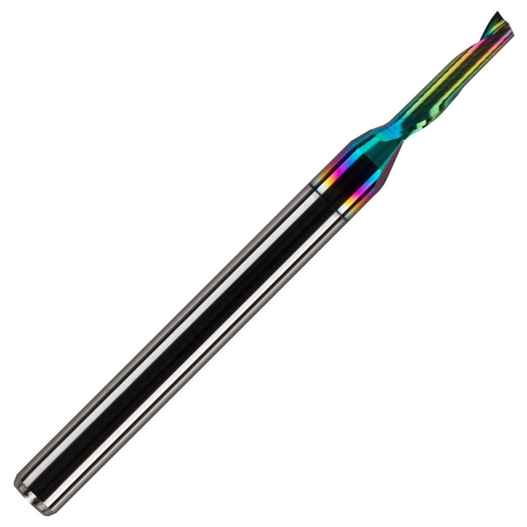 Rennie Tools - 2mm Cutting Diameter x 8mm Single Flute (O Flute) Solid Carbide Up Cut DLC Coated Spiral Router Cutter For ACM Aluminum Acrylic PVC MDF Plastic Endmill/End Mill