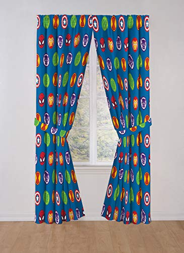Image of Jay Franco Marvel Avengers Kids Blackout Curtains for Boys Bedroom, Superhero 42 inch W x 84 inch L Drapes 4-Piece Set with 2 Tiebacks, Microfiber Rod Pocket (Official Marvel Product)