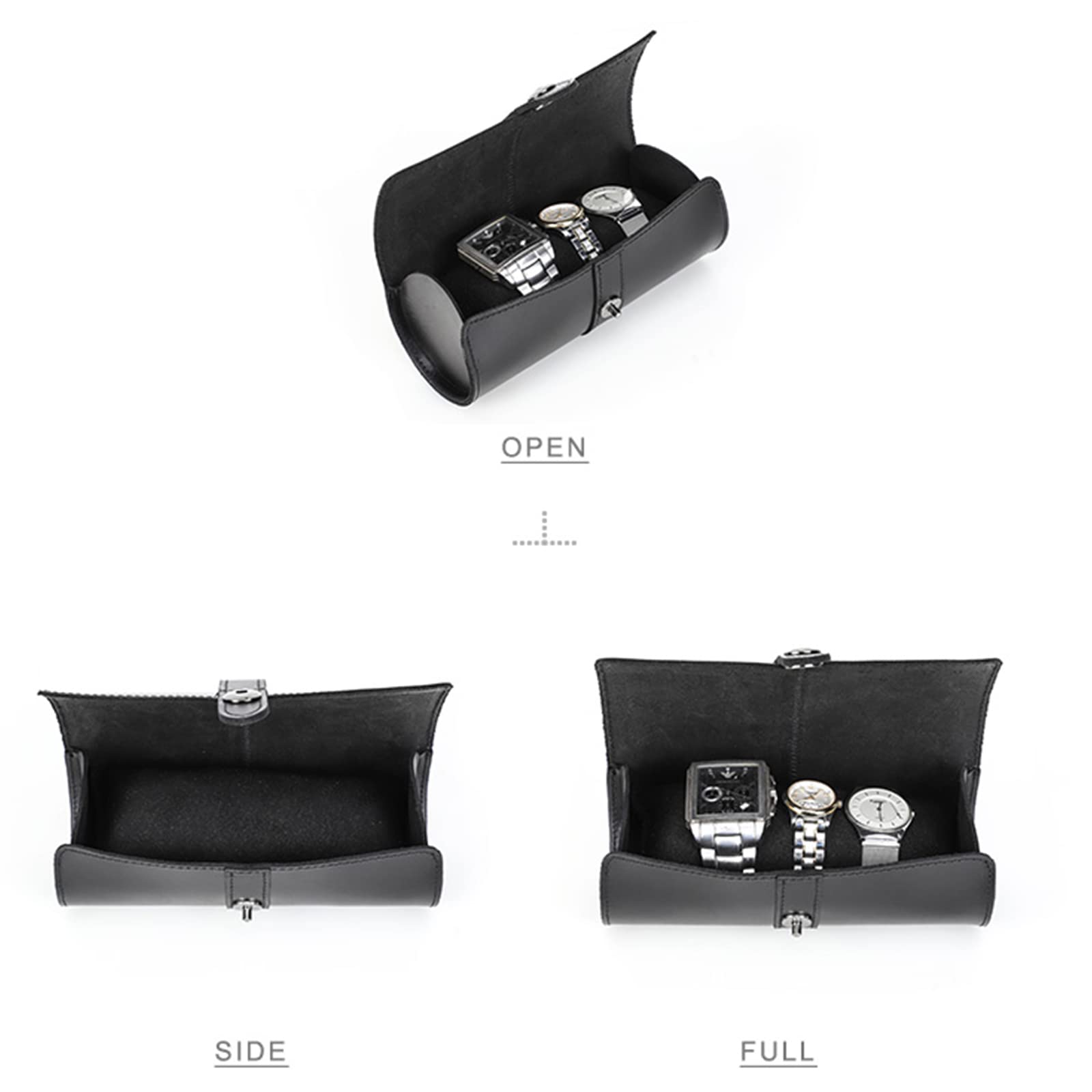 Estuche de viaje para 3 relojes, caja de Reloj portátil de cuero de lujo, organi
