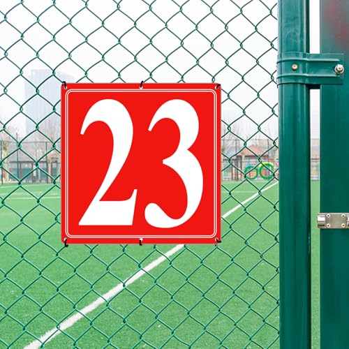 Image of Premium Aluminum Number Signs 23, Metal 12 inch X 12 inch Red Numbered Signs Outdoor for Parking Lots, Floor, Dock, Court, Aisle, Field, High Visibility, No Fade, Weather-resistant