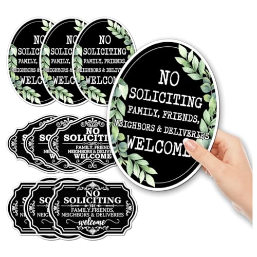 Image of Pack 9 Pcs Funny No Soliciting Sticker for House Doorbells Front Door Warning Security Signs Window Outdoor Indoor Bumper Stickers Vinyl Decals Removable Decal Home Accessories
