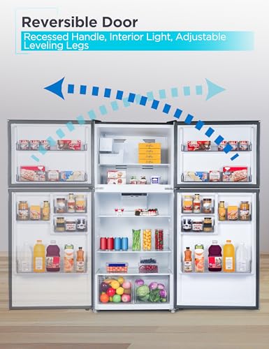 Image of BLACK+DECKER 20.1 Cu. Ft. Top Mount Refrigerator with Ice Maker, 2-Door Refrigerator with Top Freezer, Freezer with Icemaker and Adjustable Temperature Control, BR2010JIMB, Black