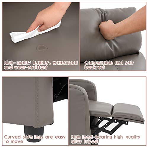 Image of FDW | Recliner Chair | Without Massage Function | Gray, PU Leather