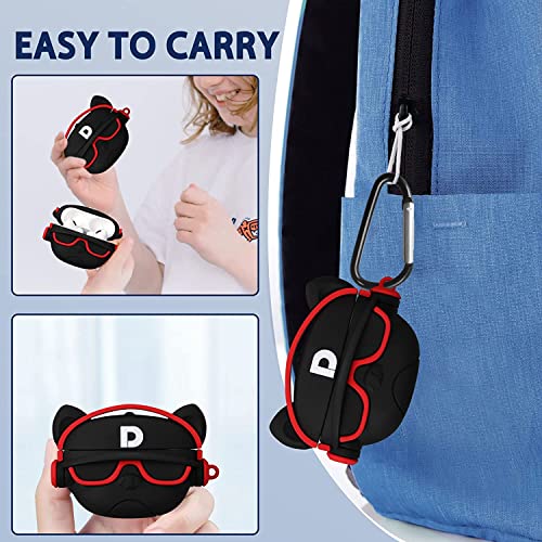 Image of Cartoon Silicone Case Compatible with Apple AirPods Pro 2 Case Cover - Cute 3D Shockproof 360 Protective Skin Cover with Keychain | AirPods Pro 2nd Gen Case (Hip Hop Dog Red)
