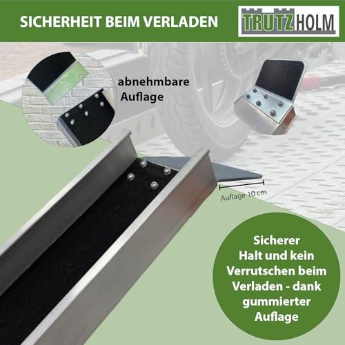 TRUTZHOLM 1 x Alu Auffahrschiene 194 cm 50 kg Alu grau Anti-Rutsch Beschichtung E-Bike Mofa Fahrradrampe für Treppe