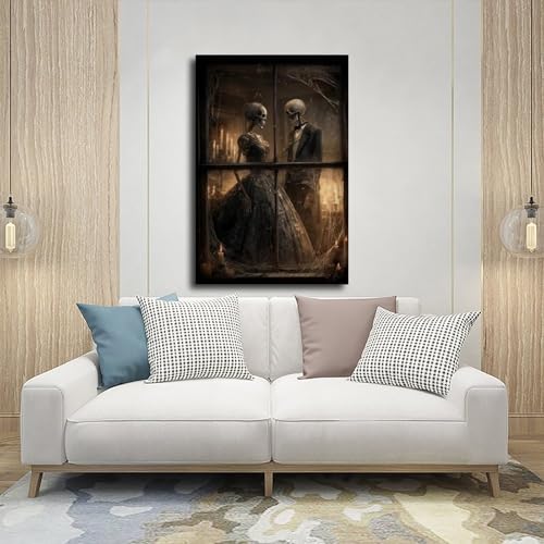 Impression sur toile squelette gothique rétro 40x61 cm pour salon original