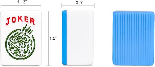 Miniatura 3 de GUSTARIA American Mahjong - Juego de azulejos Mahjong con 166 azulejos grandes numerados (1.5 pulgadas, azul), juego de azulejos Mahjong con estuche