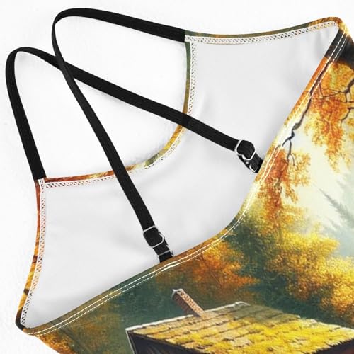 Fall Tree River House Swimsuit for Girls Bathing Suit One Piece Swimsuits Summer Beach Swimwear4