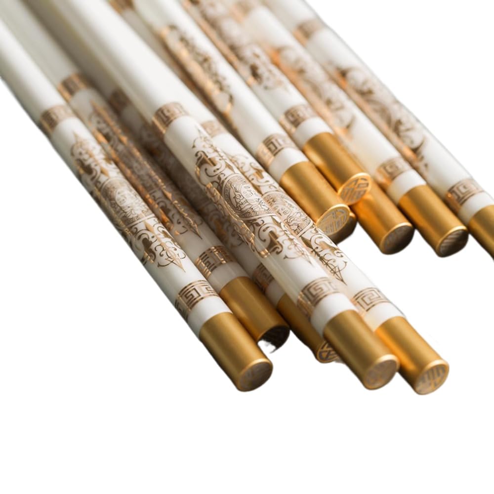 5 paires de baguettes chinoises en céramique haut de gamme antidérapantes - Jaune