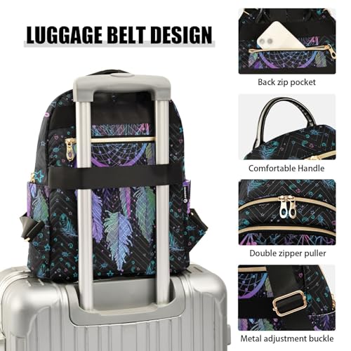 Image of Women Fashion Backpack Purse Dreamcatcher Rucksack, M | Casual Lightweight Quilted Daypack Ladies Bag for College Travel Work
