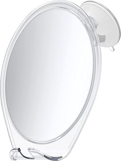 HONEYBULL Shower Mirror Fogless for Shaving - with Suction, Razor Holder for Shower & Swivel, Small Mirror, Shower Accessories, Bathroom Mirror, Bathroom Accessories, Holds Razors (White)