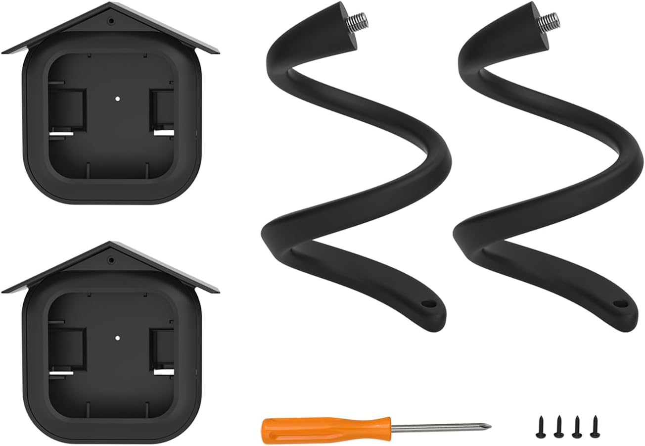 Holicfun Flexible Mount and Cover for Blink Outdoor 4 & Outdoor 2K+, 2-Pack | 17.5-inch twist bracket wraps around poles, railings & more, weatherproof plastic cover adds extra protection, black