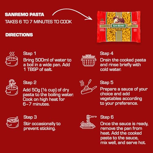 Image of San Remo Elbows Pasta, 500g | Italian-Style Pasta Shape | Quick & Easy Cooking | 100% Vegetarian | No Preservatives (Pack of 3)