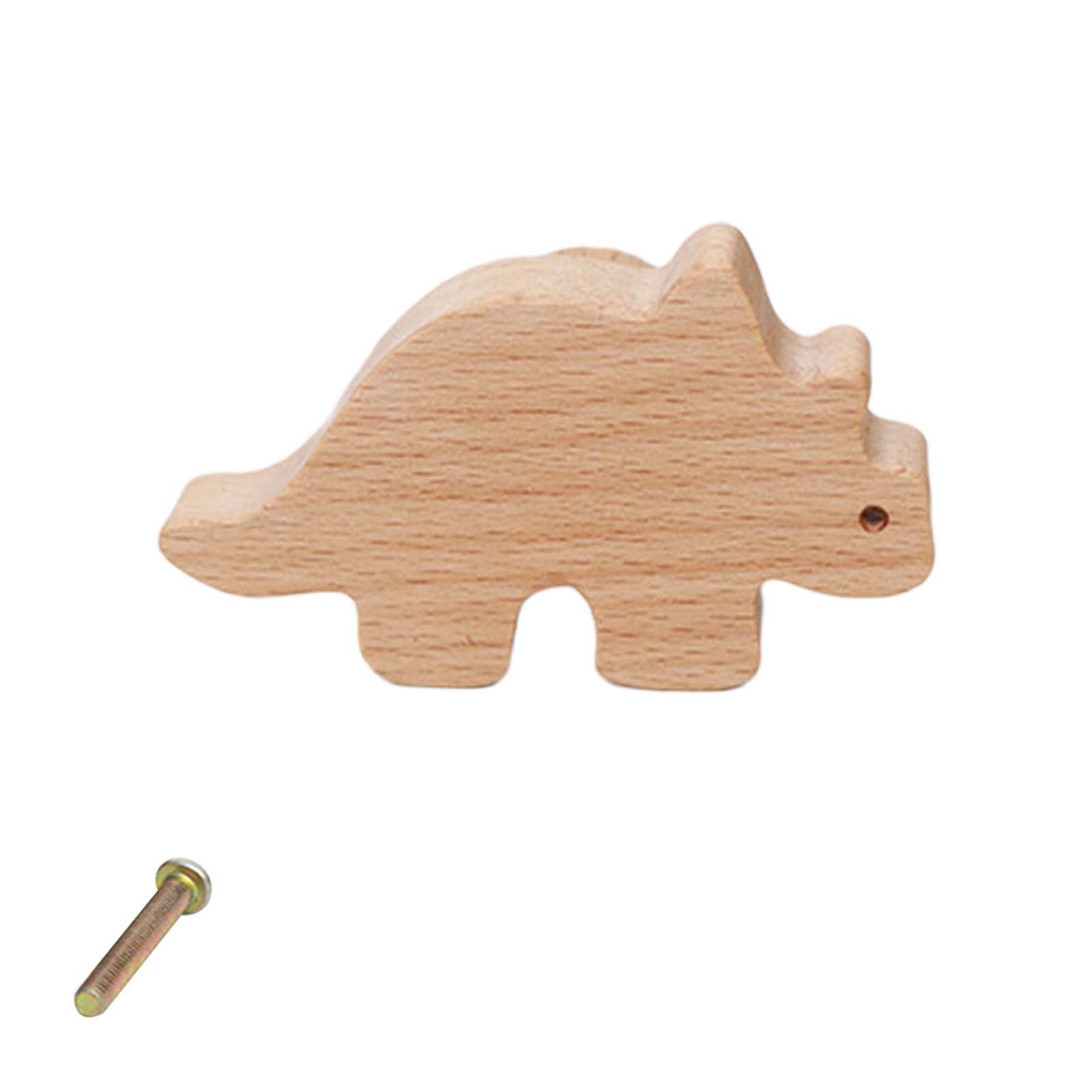 Hzbb A Natural Wood Cabinet Knob Lovely Dinosaur Drawer Pulls Decorative Furniture Handles For Children Room Wardrobe Knob Lovely Dinosaur Drawer Pulls Easy Installation Bedroom Furniture