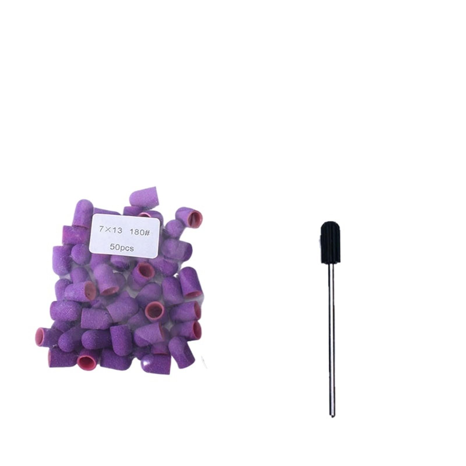 Fresas Torno Para UñAs 50 Uds. Purper taladro de uñas tapas lijado pedicura cortador fresado goma giratorio quitar manicura eléctrica para Manicura(5x11mm-180)