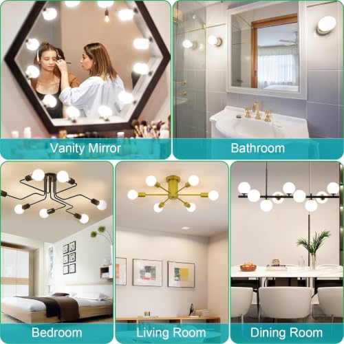 Image of 20 Pack LED Vanity Barthroom Light Bulbs 60W Equivalent 4000K Natural White | G25 LED Light Bulbs, E26 Base, CRI85+ Eye-Friendly, Type G Round Light Bulb Over Mirror, 120V, 5W, 500LM, Non-Dimmable