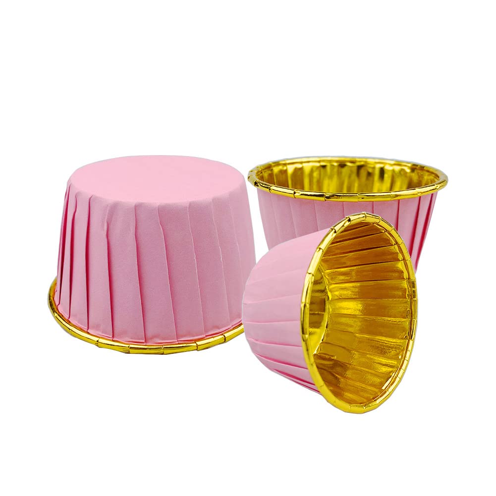 100 pirottini di carta per muffin Cupcake per compleanno, festa di matrimonio, cucina da forno, 5 x 6 x 4,7 cm (rosa/blu